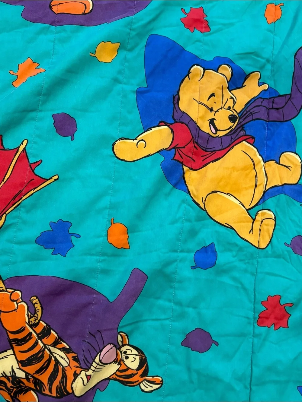 Vtg Disney Winnie The Pooh & Tigger Blustery Day Comforter & Sheets 90's 60x 83”